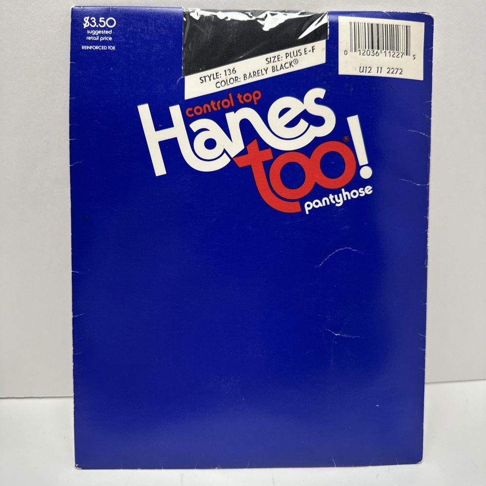 Hanes Too Control Top Day Sheer Pantyhose Barely Black Plus Size E-F Style 136